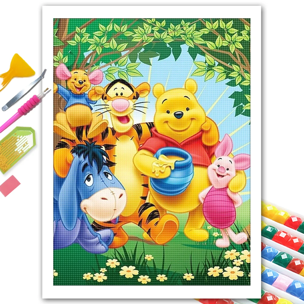 

Disney 5D DIY Diamond Painting Set "Winnie the Pooh" 3D Embroidery Cross Stitch Mosaic Artist Home Decoration Children's Gift