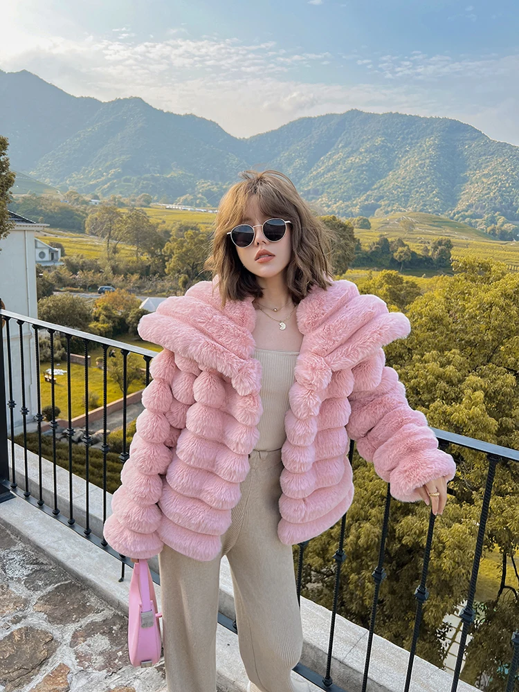 Nagodo Faux Fur Coat Women 2022 Autumn Winter Lapel Collar Fashion Thick Warm Short Fluffy Coat Ladies Fur Furry Jacket