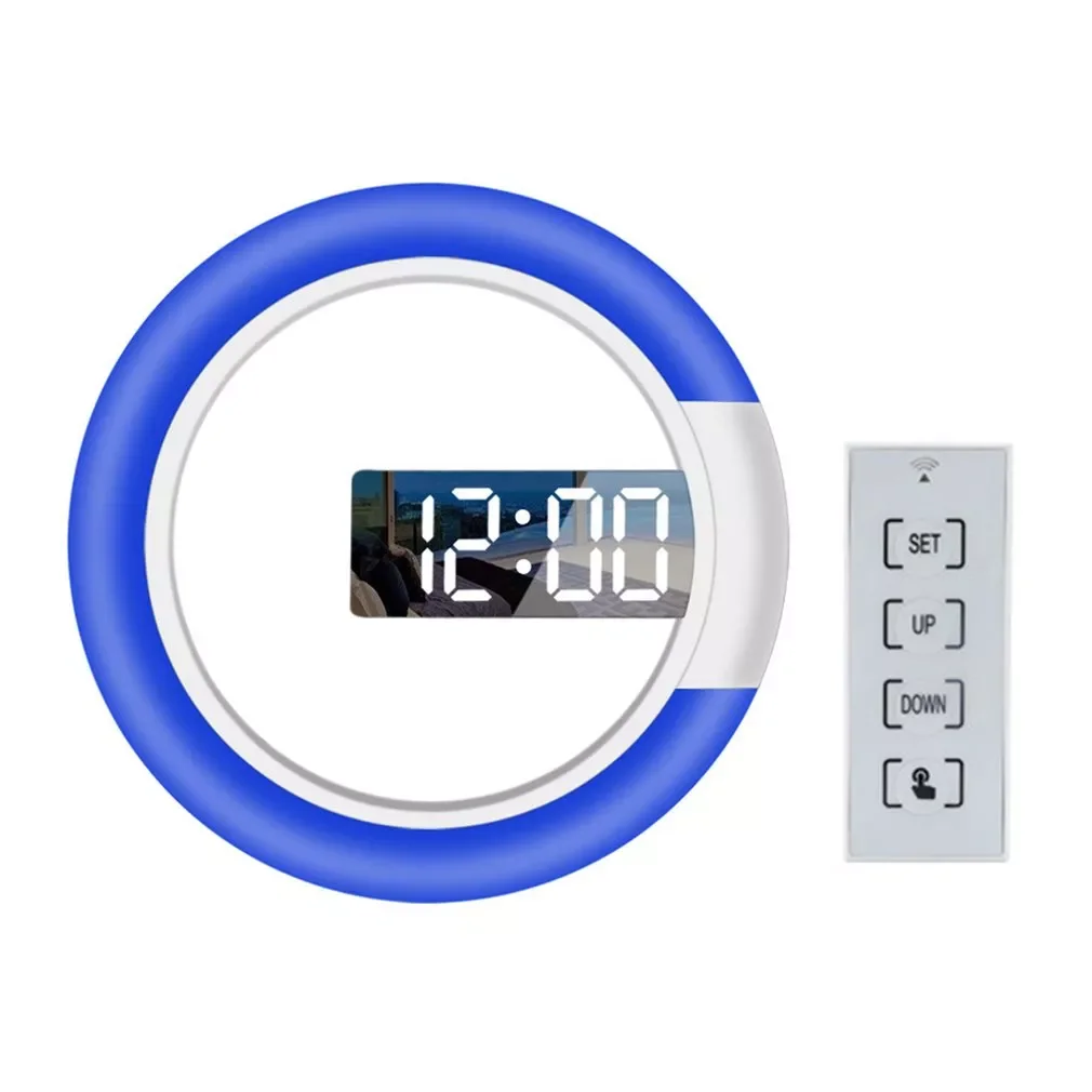 

LED Mirror Hollow Wall Clock Modern Minimalist Creative Alarm Clock 7-color Electronic Digital Display Wall Clock