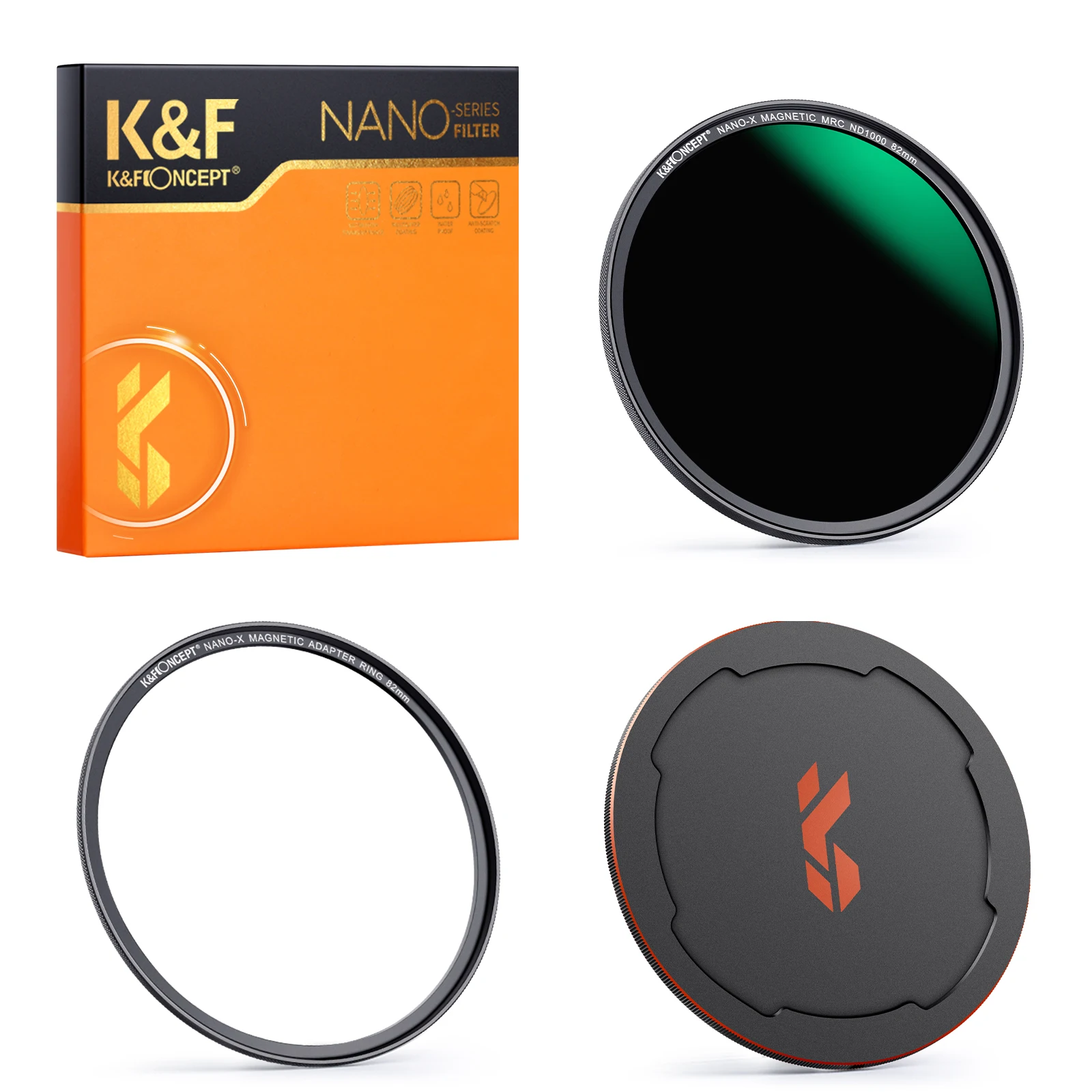

K & F Concept Nano-X Магнитный ND1000 ND фильтр для объектива 49 мм-82 мм многослойное покрытие с крышкой объектива и магнитным кольцом адаптера