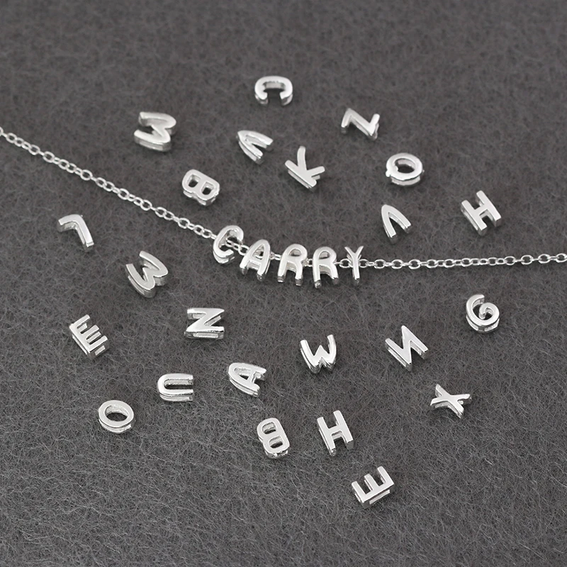 925 Sterling Silver Letter Beads Silver Charms A-Z Necklace DIY Beads Initial Alphabe Letter Beads Fit For Women Bracelet Making