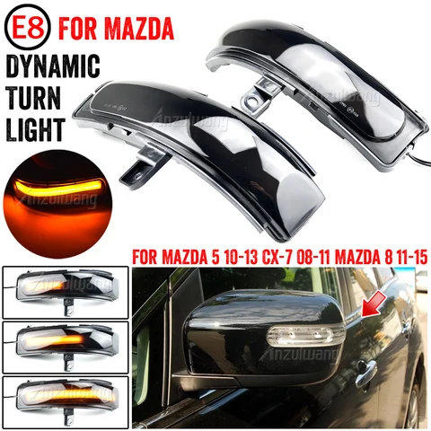 Для Mazda CX-7 CX7 2008-2014 Mazda 8 MPV 2011-2015 Mazda 5 2010-2013, динамический сигнал поворота, зеркальный последовательный указатель поворота