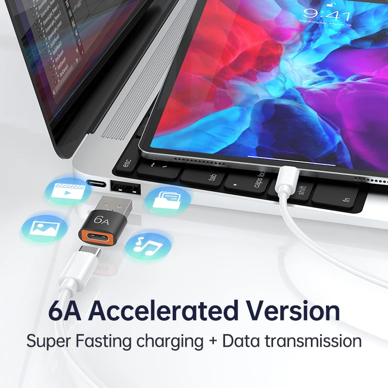 Переходник 6A Otg Type C на Usb A конвертер Tipoc соединительный кабель для Xiaomi 12 11 Samsung S22