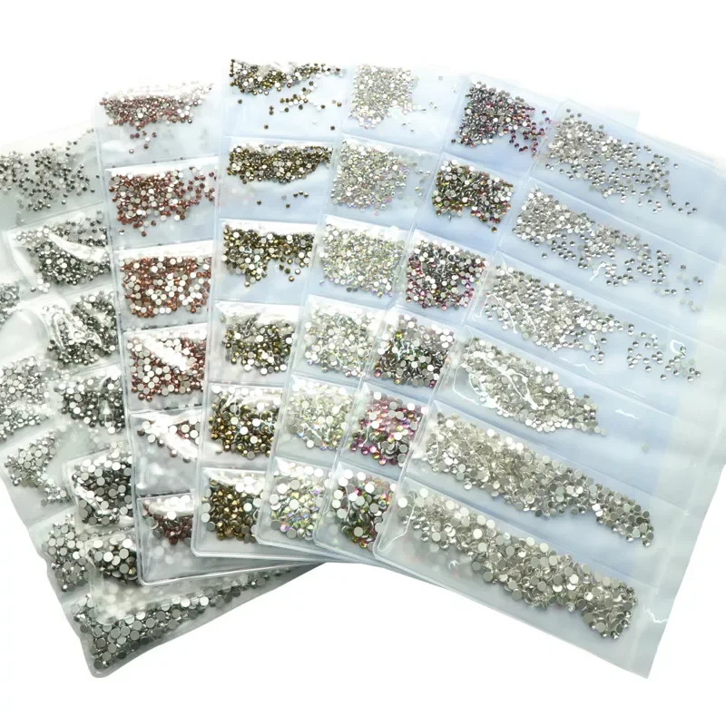 

1600pcs Multi-size Crystal Manicure Rhinestones Nail Decoration Strass Charms Stones For 3D Designs Nails Accessoires