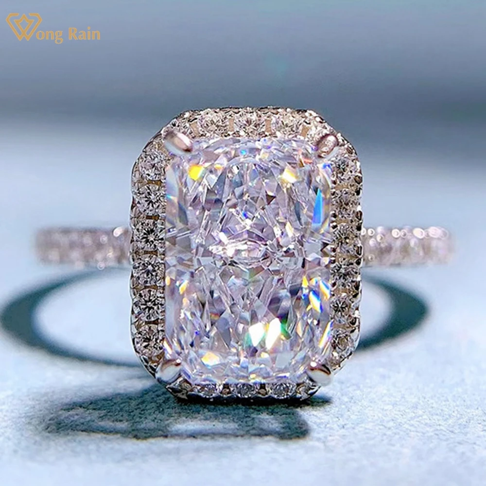 

Wong Rain 18K Gold Plated 925 Sterling Silver Crushed Ice Cut High Carbon Diamonds Gemstone Engagement Jewelry Women Ring Gifts