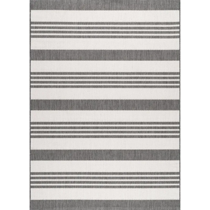

eidi Multi Striped Indoor/Outdoor Accent Rug, 2' x 3', Light Gray