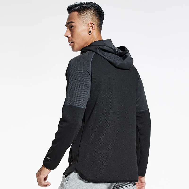 Mens Running Sports Jackets Quick Dry Sports Long Sleeves Autumn Gym Breathable Windproof Hooded Coat For Men With Zipper Jacket