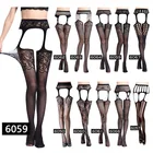 Пикантные женские чулки, ажурные колготки, сетчатый мягкий верх, подвязки до бедра, сетчатый пояс с подвязками, нижнее белье, комбинация, Экзотический костюм