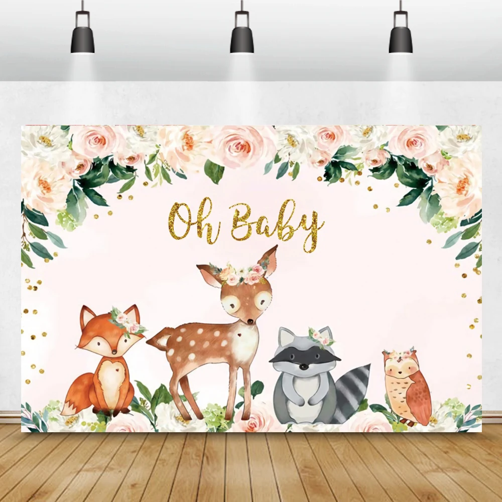 

Фон для фотосъемки с изображением животных из мультфильмов для мальчиков и девочек, свежий акварельный фон для фотосъемки маленьких животн...