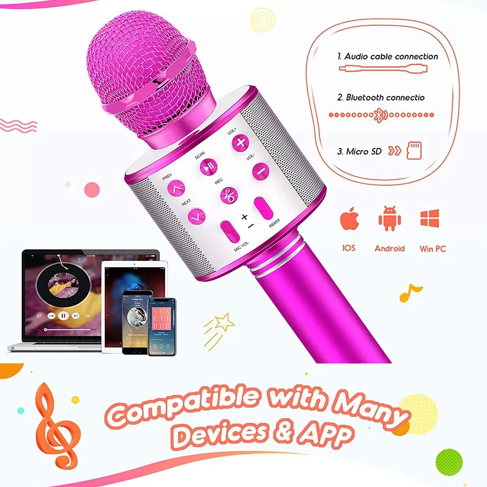 

Bluetooth Karaoke Portable Wireless Karaoke Microphone Home KTV Player for Kids Professional Speaker Handheld for Party Singing