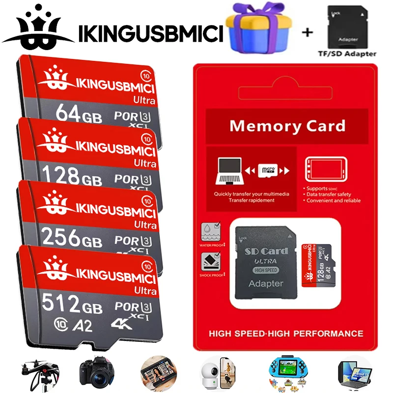 Фото Флеш-карта Micro SD U3 для смартфона, премиум-класса, 32-64-128-256-512 ГБ, надежное качество, высокая скорость, долговечность, высокое качество №1