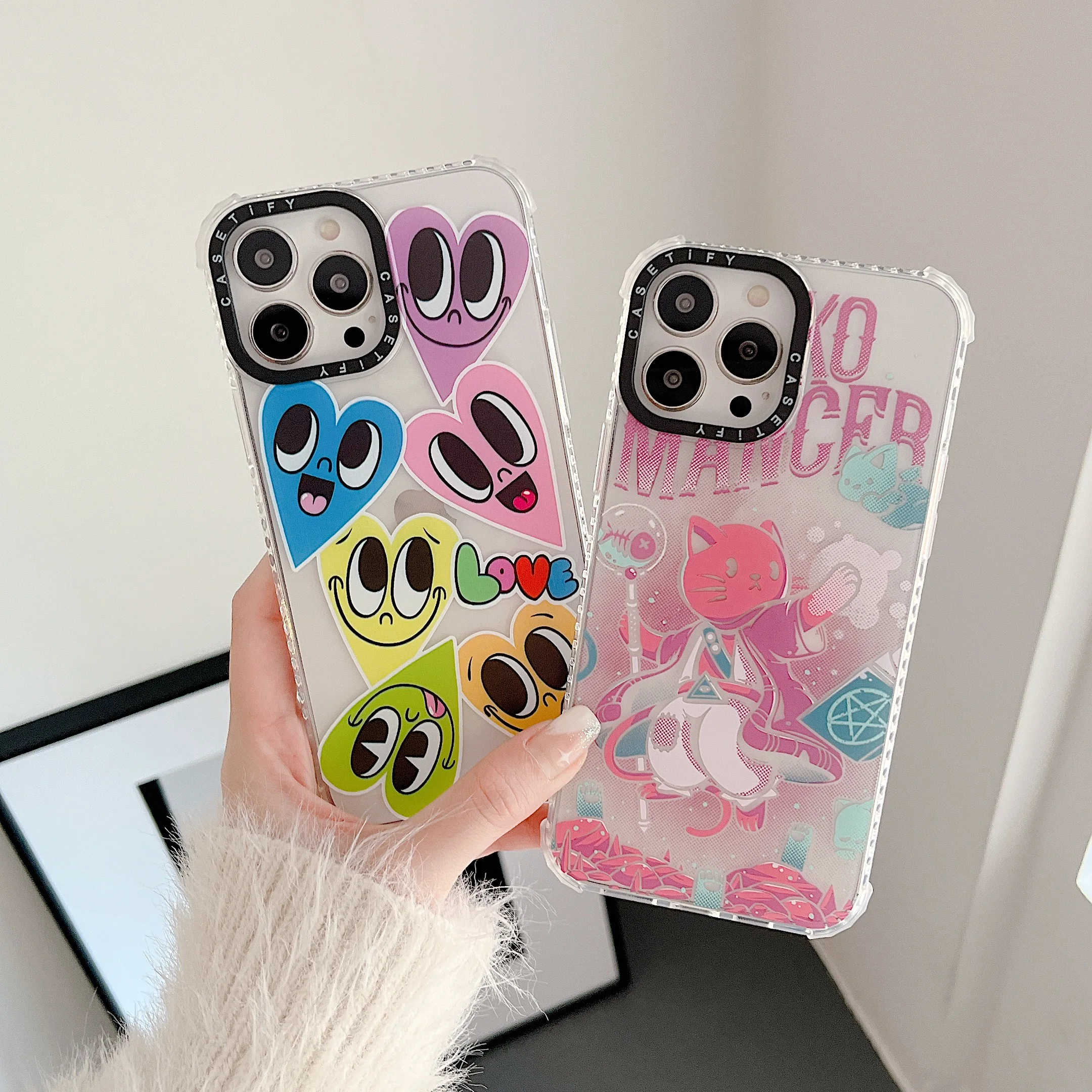 

INS Love Eyes Cute KT Cat Phone Cases For iPhone 13 12 11 Pro Max XR XS MAX 8 X 7 SE 2020 Lady Girl Anti-drop TPU Soft Cover