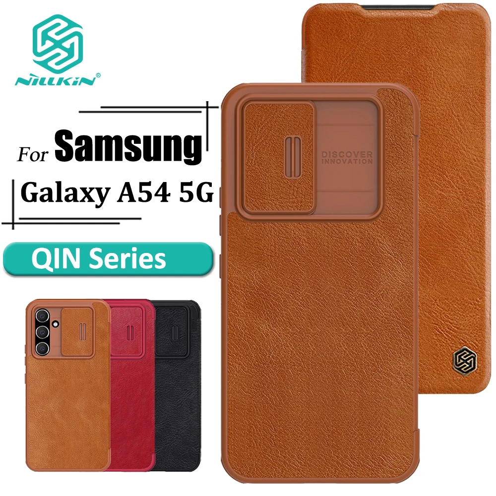 

Nillkin for Samsung Galaxy A54 5G,Qin Pro Flip Leather Case Luxury Lens Sliding Cover with Card Slot Back Cover