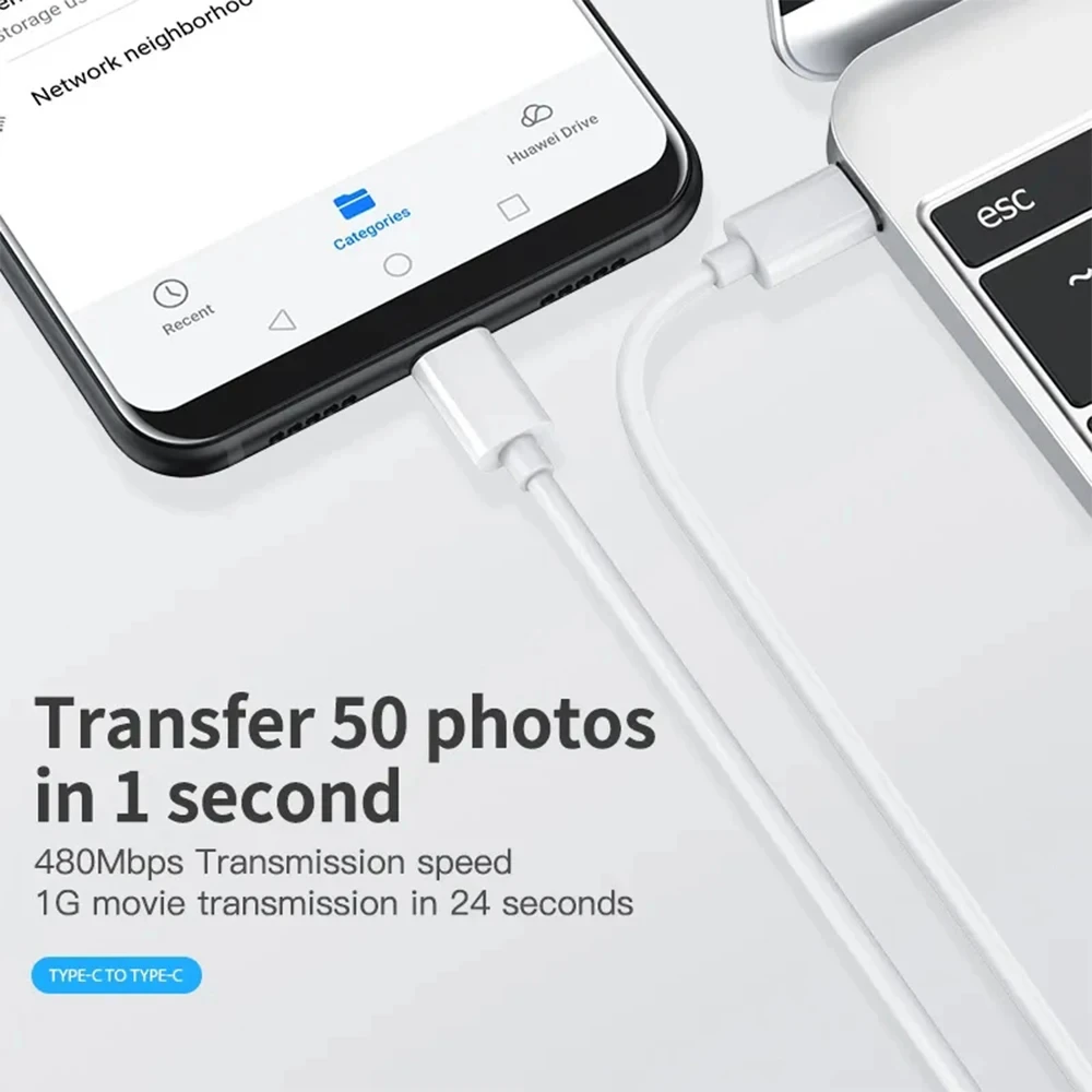 Фото NNBILI PD 60 Вт USB C — USB Type C Кабель для быстрой зарядки данных для Huawei, Samsung, Xiaomi, Macbook iPad Data Line Type C-Type C №4