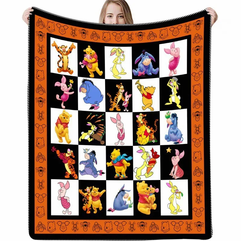 Одеяло с рисунком медведя Винни-Пуха теплое мягкое пушистое для детей и взрослых