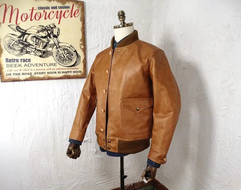 

Бесплатная доставка. Качественная куртка из натуральной кожи. Мужское классическое пальто из дубленой воловьей кожи A1. Стандартная кожаная...