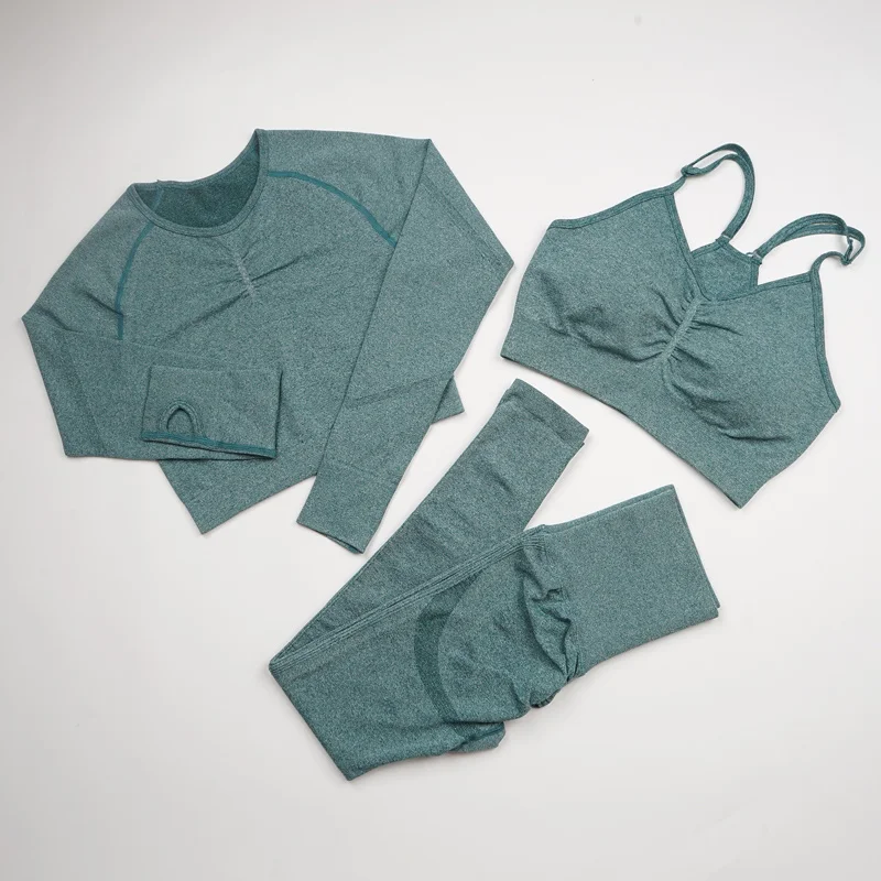 

Seamless Yoga Set Women Gym Clothes Sportswear Fitness Gym Set Long Sleeve Underwear Tracksuit Leggings Yoga Bra Sports suit