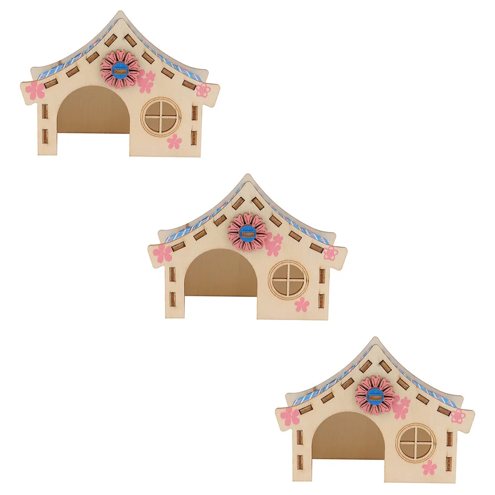 

Hamster House Wooden Pet Woodvilla Hut Exercising Toy Hideouts Animal Toys Playthings Hideout Habitat Dwarf Rodent Play Model