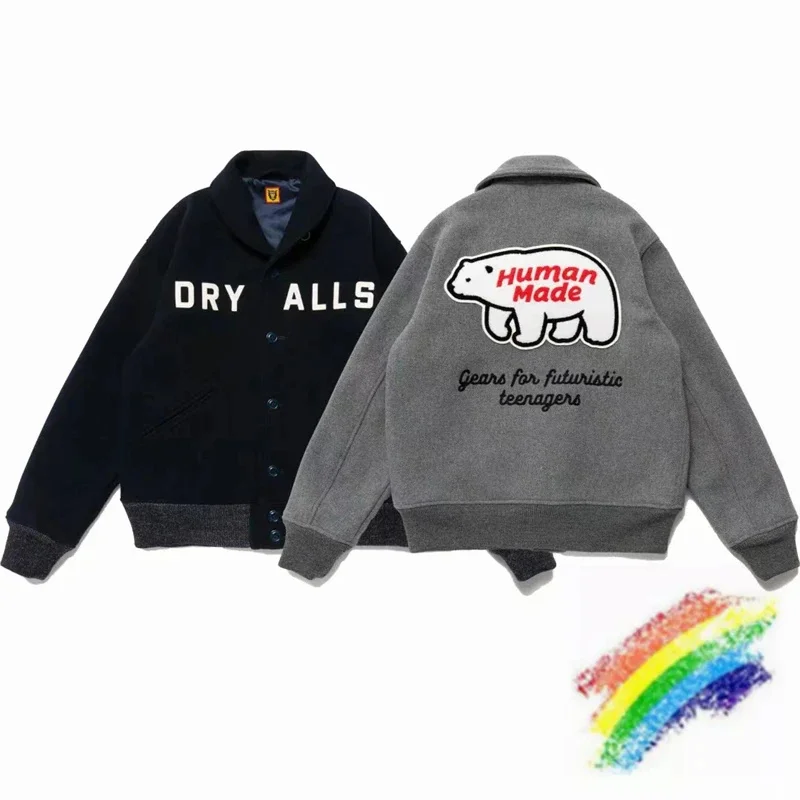 

Вышитая шерстяная бейсбольная куртка для мужчин и женщин, лучшее качество 1:1, униформа белого медведя, верхняя одежда, пальто