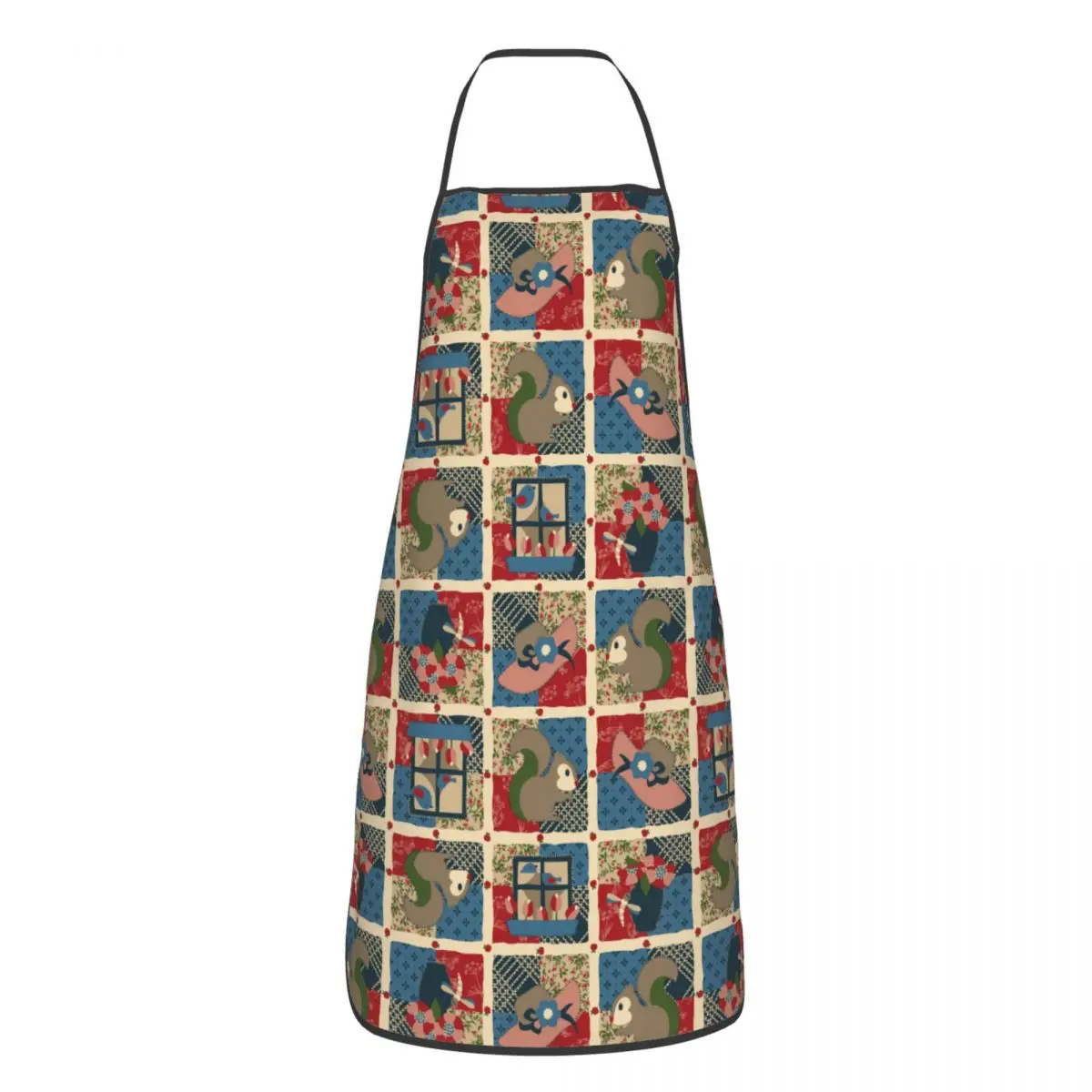 

Squirrel Cartoon Apron Cuisine Cooking Baking Household Cleaning Painting Cute Animal Plaid Bibs Cafe Funny Pinafore Chef