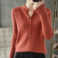 cardigan women 2022 autumn womens sweater korean round neck wool cardigan knitted version loose cropped jacket pink cardigan