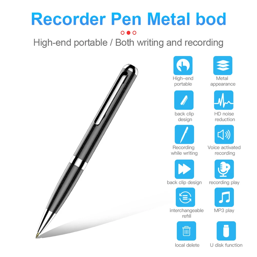 

Q96 Voice Recorder Pen Smart HD Noise Reduction Speech To Text Writable Metal Portable Business Conference Sound Recording Pen