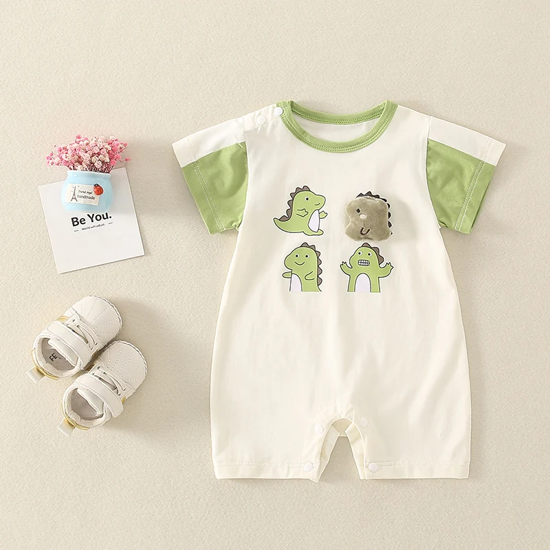 

0-12M Baby Rompers Summer Cartoon Baby Boy Clothes Infant Short Sleeve Jumpsuit Cotton Baby Outfits Bodysuit For Newborns
