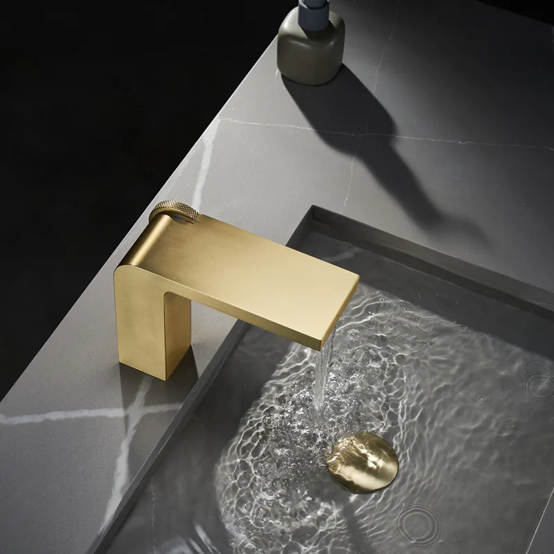 

Hot and Cold Water Sink Faucets Brushed Gold Under Counter Basin Taps Bathroom Renovation Accessories Luxurious Personalisation
