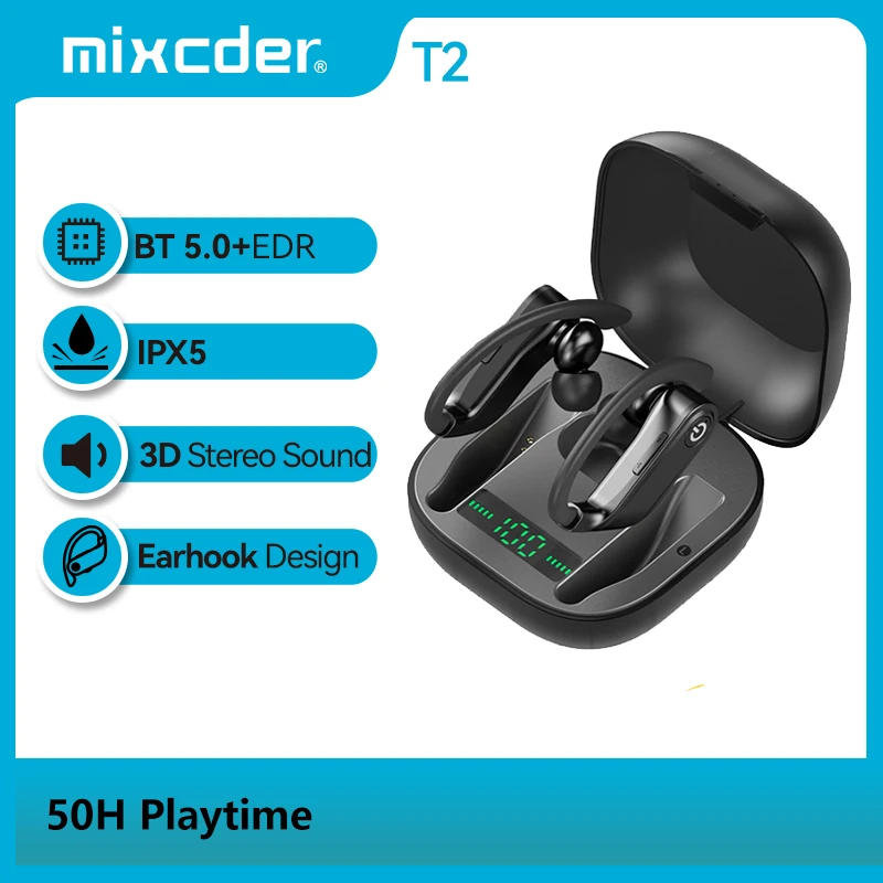Беспроводные наушники Mixcder T2 Bluetooth-наушники TWS спортивные настоящие с микрофоном