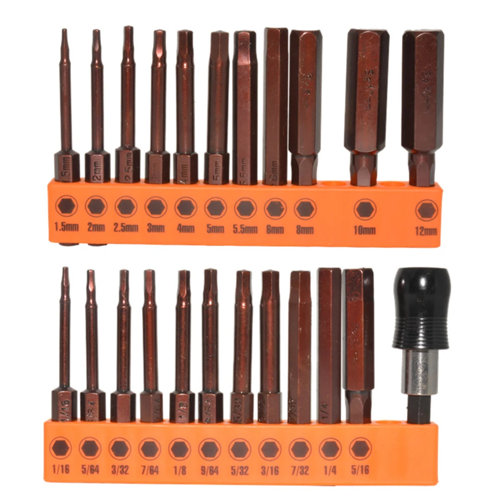 

23 Pcs Wrench Screwdriver Drill Bit 60mm Connection Rod Set H1.5-H12 Head 6.35mm Hex Shank For Electric Driver Tools Accessories