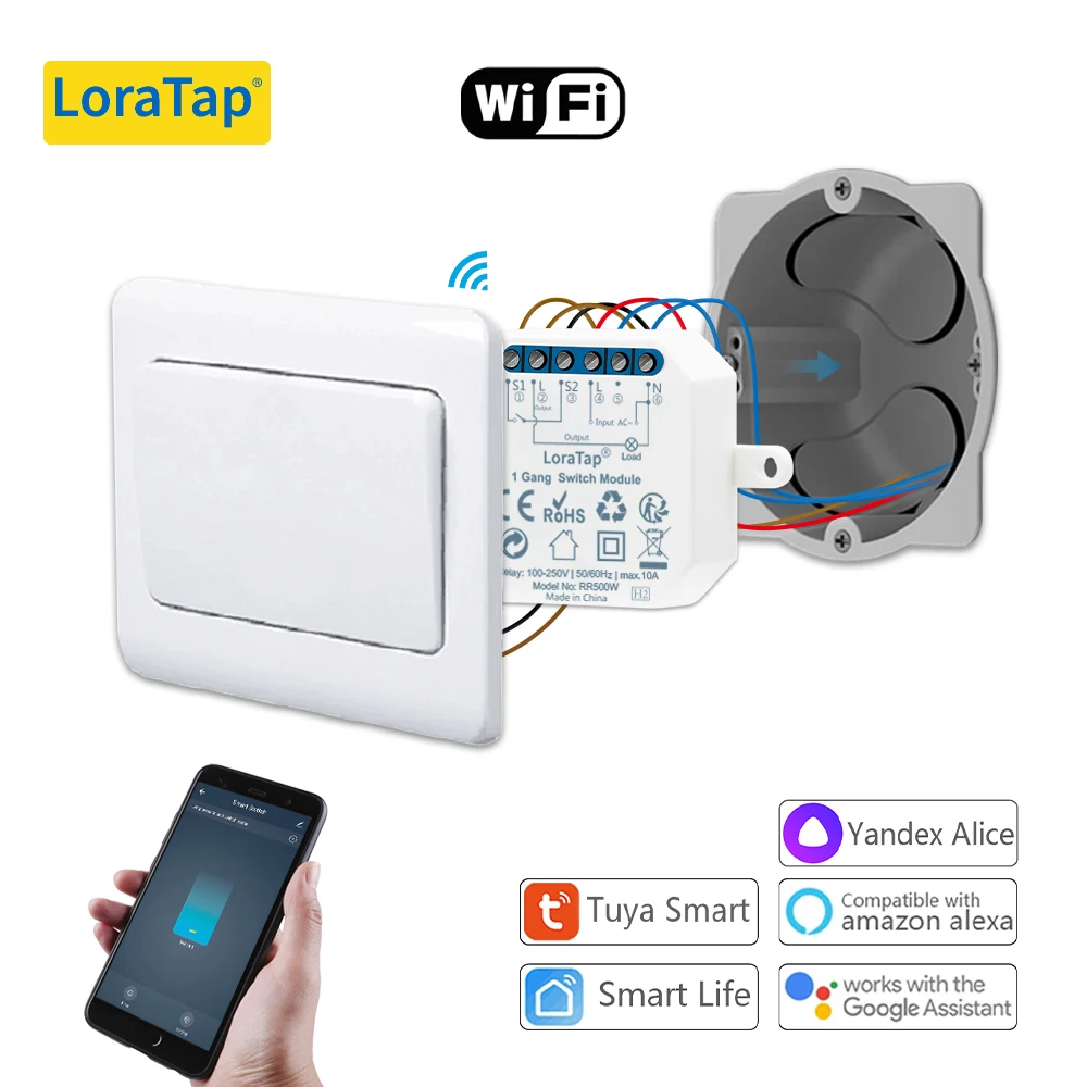

LoraTap Tuya Smart Life Wifi Switch Relay Breaker Module Automation Lighting Google Home Alexa Echo Remote Control App Timer 10A