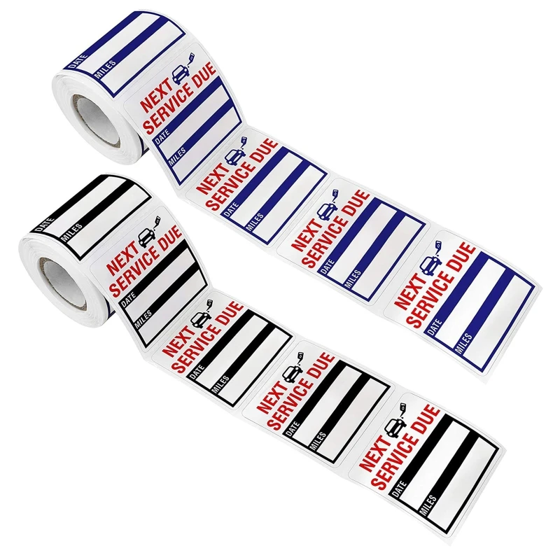 

300 PCS Oil Change Auto Maintenance Service Due Reminder Stickers Labels in Roll Service Reminder Labels 2x2''