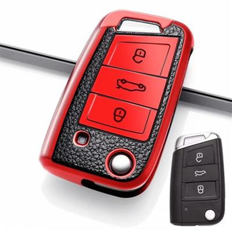 

2021 New Soft TPU Car Key Case Cover For Volkswagen VW Golf 7 MK7 Tiguan mk2 for Skoda Octavia A7 Kodiaq 2017 2018 2019