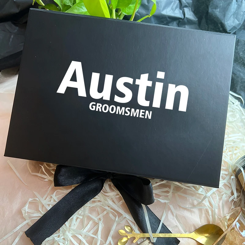 Персонализированная черная Подарочная коробка для жениха свадебной вечеринки