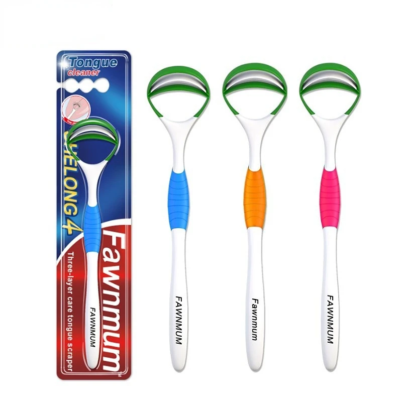 

3Colors Silicone Tongue Cleaner Tongue Scraper Oral Cleaning To Keep Fresh Breath Portable Non-slip Handle Tongue Coating Brush