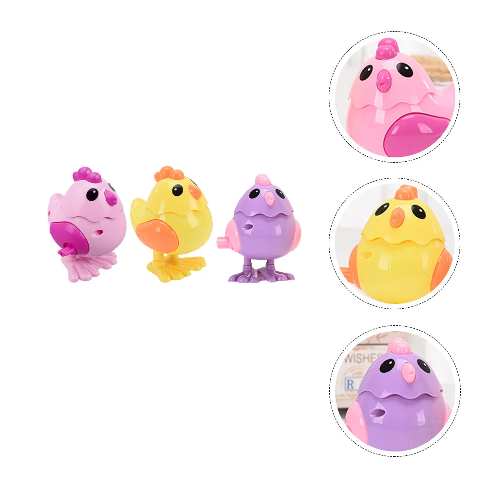 

3pcs Chicken Wind-up Playing Toys Clockwork Toys Kids Funny Toys (Random Color)