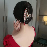 fashion chinese style headwear grace ancient style hair clip classic sector tassel ponytail claw woman hair clip tiara gifts new