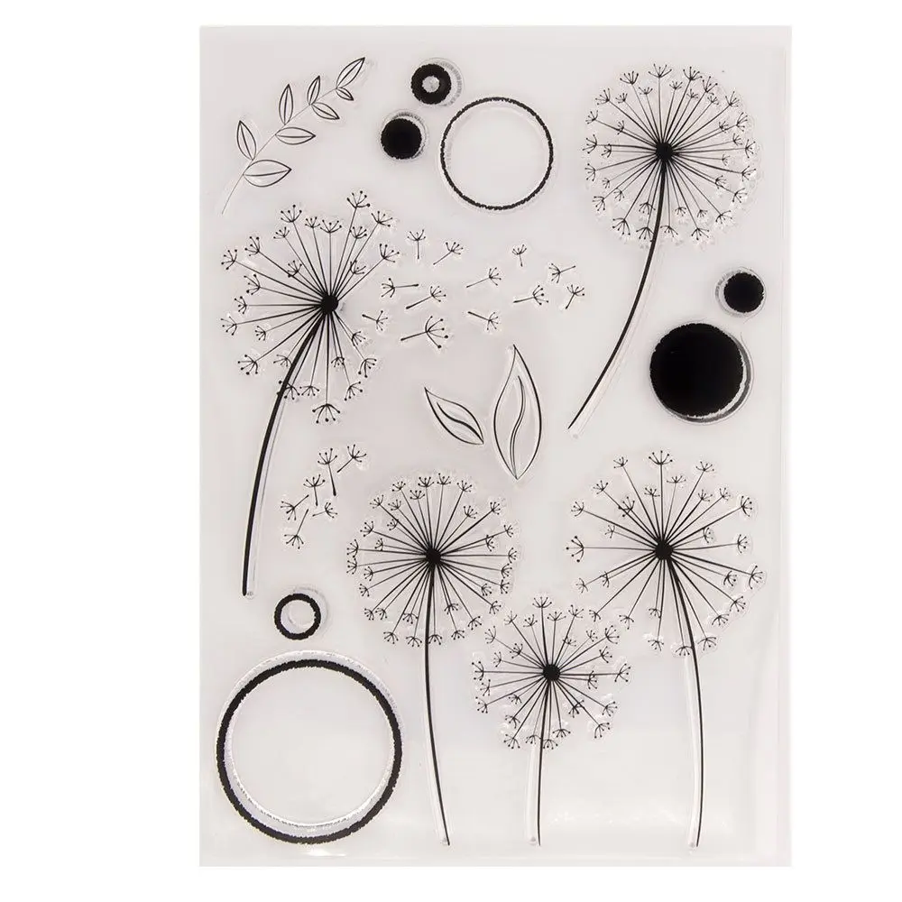 

NewDandelion Flower Happy Birthday with Love Transparent Silicone Stamp Seal DIY Scrapbook Greeting Card Album Die Cutting Paper