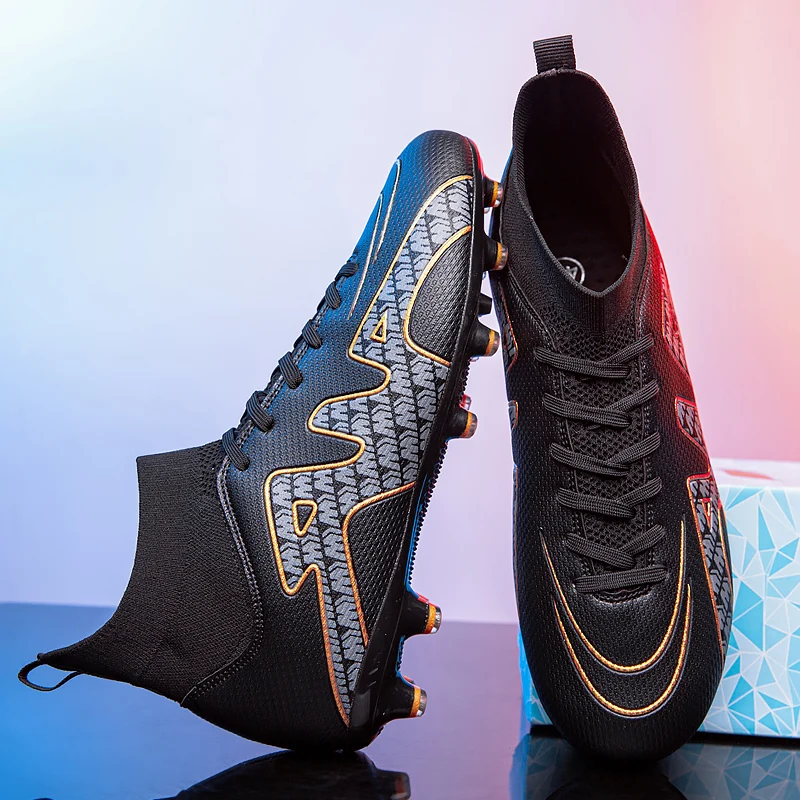 Men Football Boots Sport Training Sneakers TF/FG Breathable Soccer Cleats Athletic High Ankle Free Shipping Childrens Shoes