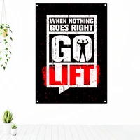 when nothing goes right go life workout motivational poster tapestry wall art fitness exercise banner flag stickers gym decor