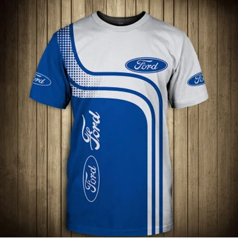 Men's Fashion Summer Ford Car T-shirt with Logo, Brand T-shirt, High Quality Brand Clothes, Short Sleeve, Automobile T-shirt