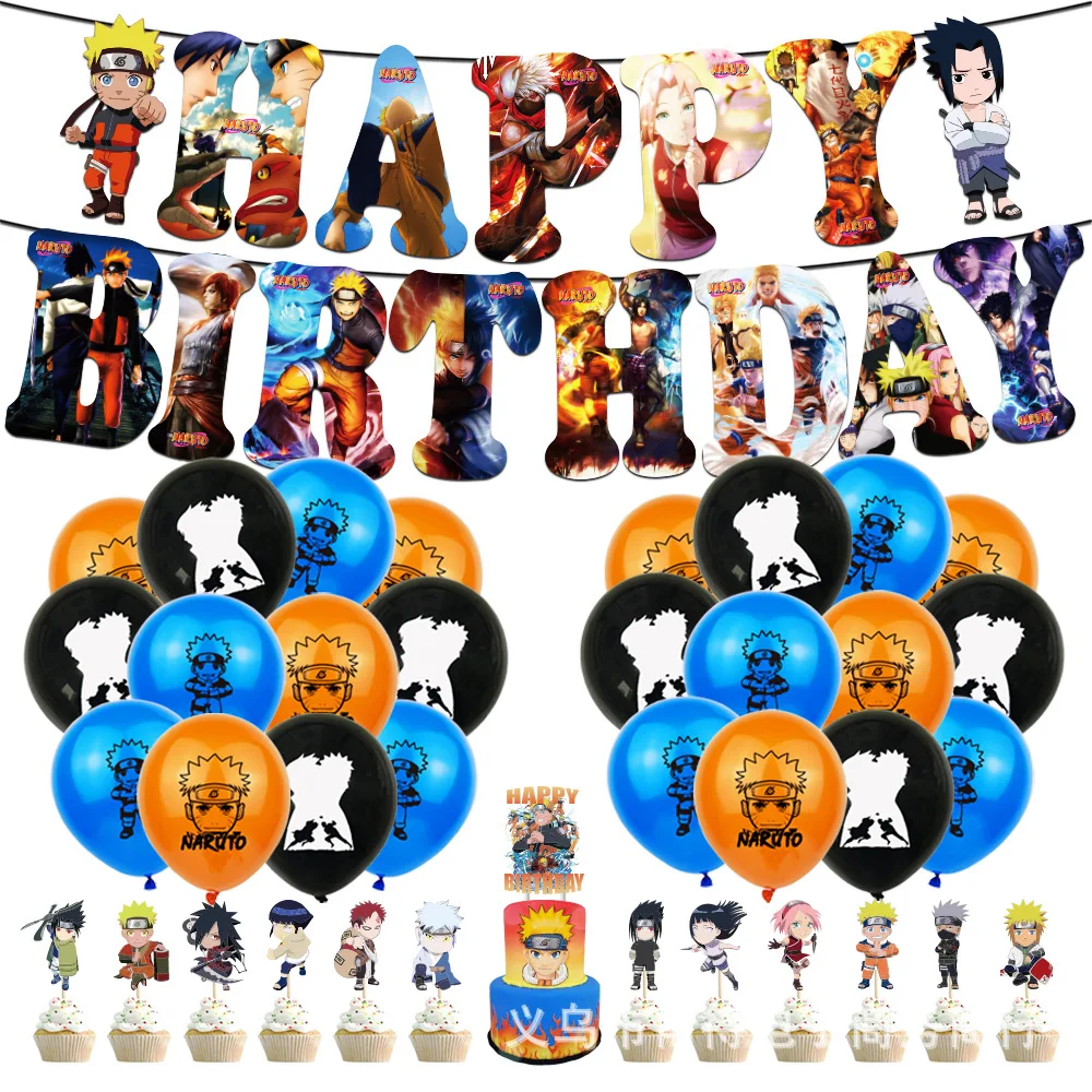 Anime Ninja Theme Kid Favorite Party Supplies Cartoon Naruto Kid Happy Birthday Banner Balloon Decor Cake Topper Baby Shower Toy