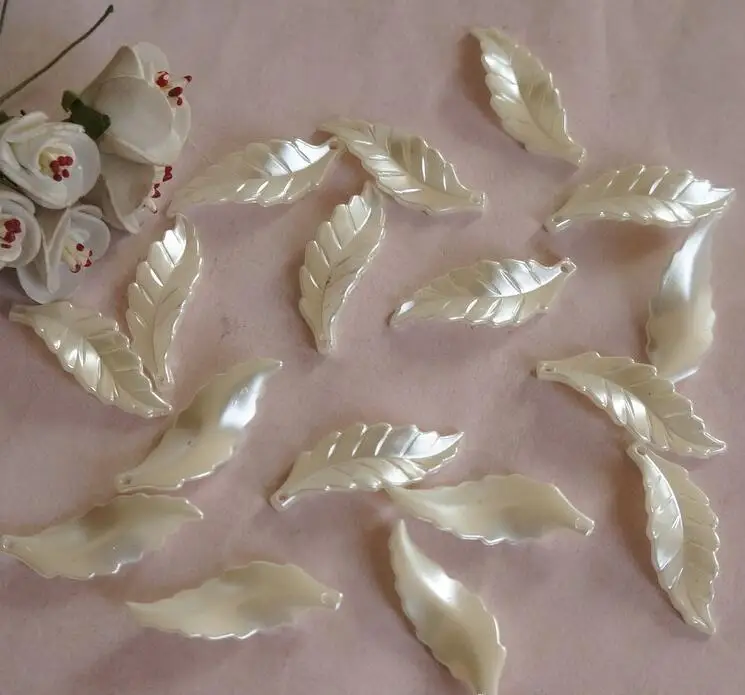 30 шт./упаковка, белый цвет, имитация жемчуга, акриловый лист, форма, очаровательные бусины для самостоятельного дизайна, около 14x40 мм, y1753