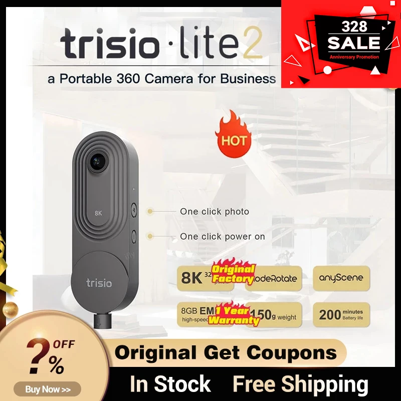 Камера Trisio Lite 2 360 для фотографов Легкая съемка панорамных изображений 8K 32MP HD
