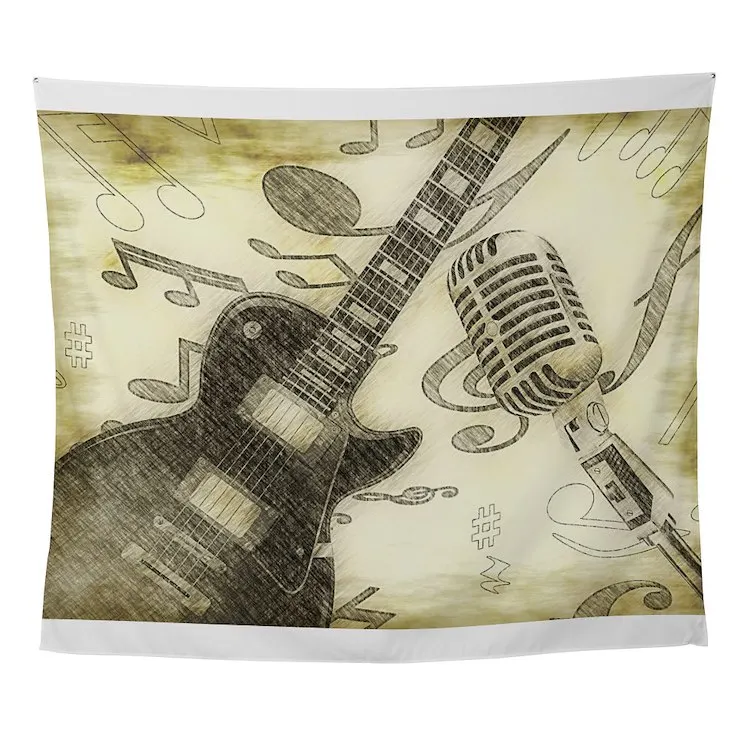 

Винтажный настенный гобелен с изображением гитары, настенный художественный гобелен с насекомыми, украшение для комнаты, полотенце, коврик, подвесное настенное Красивое Одеяло