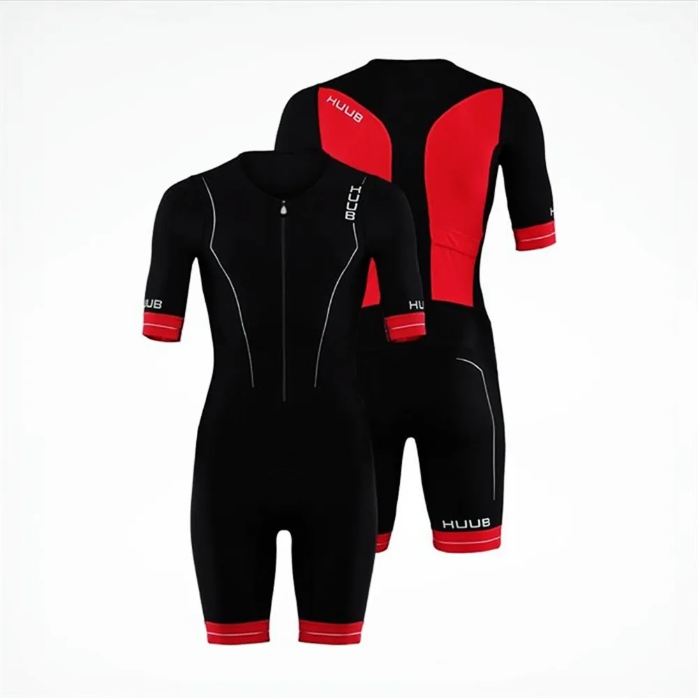 

Huub Sports Men's Elite Trisuit Cycling Run Swim Ropa Ciclismo Triathlon Jumpsuit Bicycle Skinsuit Pulley Clothing Speedsuit