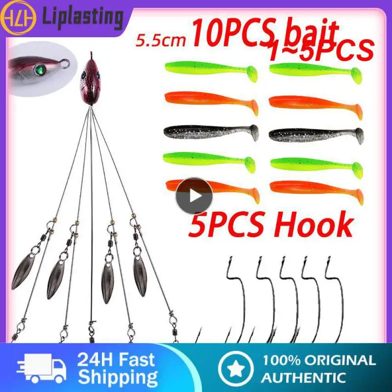 

1~5PCS Teyssor 5 Arms Umbrella Rig Fishing Lure Bait Rigs with Barrel Swivels for Bass Lures