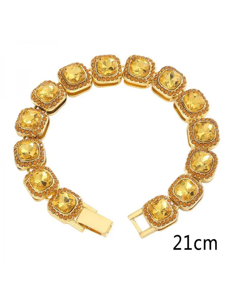 Ошейник для собак и кошек теннисная цепь с квадратными кристаллами 12 мм