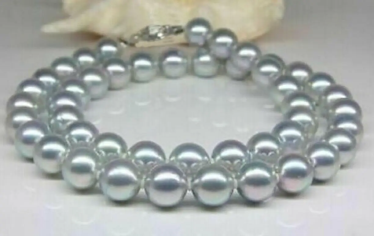 

Charming 18" 9-10 Mm Jewelry Natural South Sea Gray Pearl Necklace Silver Clasp Necklace for Women