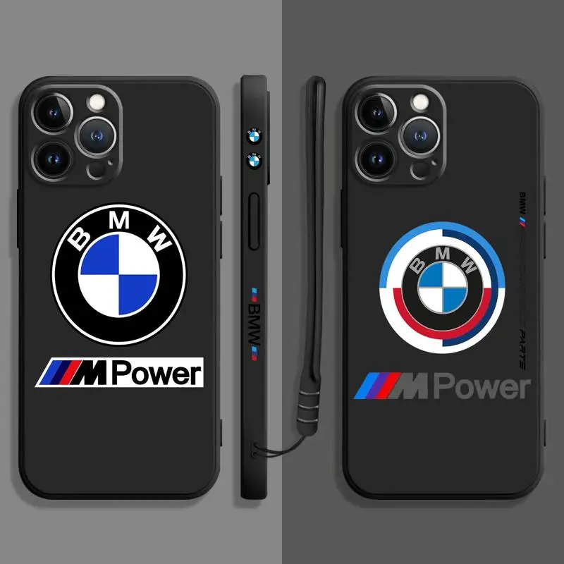 

Fashion Sportscar Bmw LOGO Square Liquid Phone Case For Apple iPhone 14 13 12 11 Pro Max 13 12 Mini XS XR X 7 8 6 6S Plus Cover